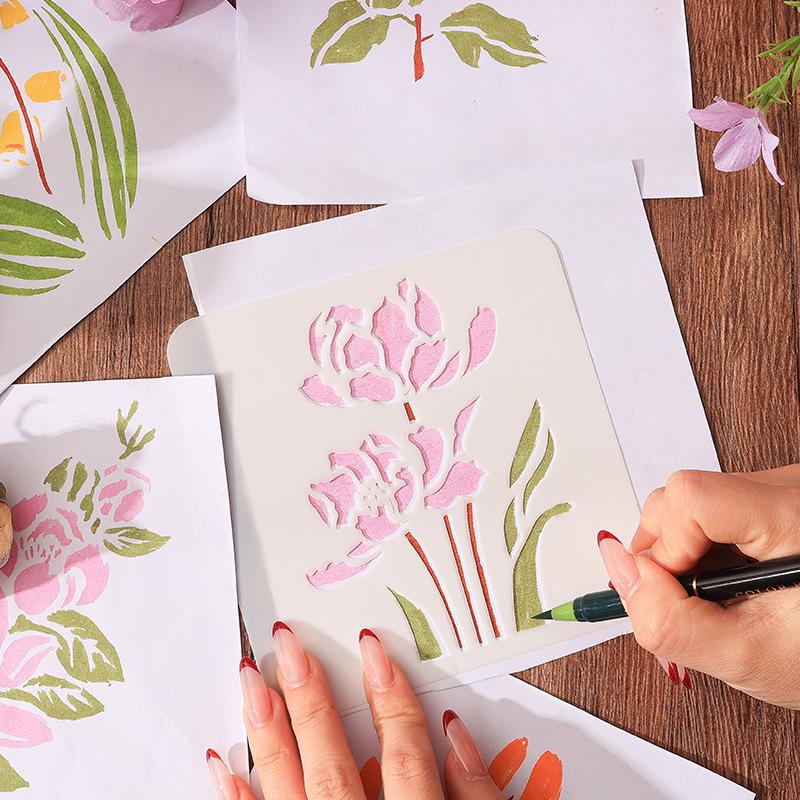 Yuezhen Floral Whisper Handwritten Newspaper Template: Hollow Floral Design Painting Template