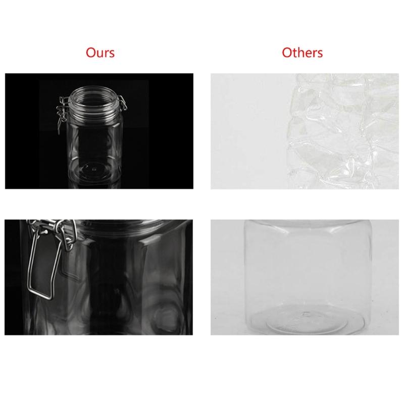 Square Clip 1250ml Sealing Jar Clear Organization Container Organizer for Kitchen Candy Biscuits Cookie Seal Lid Containers
