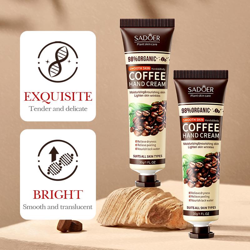 Kaffee Handcreme Hellt auf Spendet Feuchtigkeit Schützt Farbe Anti-Trocken Langanhaltend Feuchtigkeitsspendend Erfrischend Nicht Fettend Tragbar Haut