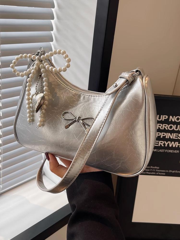 2026 Trendy Burgundy PU Leather Shoulder Bags Women's Exquisite Retro Bow Knot Zipper Messenger Bag Texture Fashi Lady Handbag