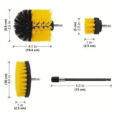 4-teiliges Bohrbürsten-Aufsatzset Power Scrubber Reinigungsset für Fugen Böden Fliesen Badezimmer Küchen & Autos