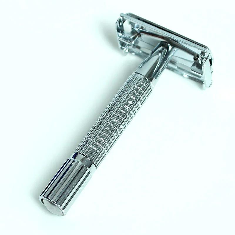 Men Shaving Barber Tools Facial Hair Razor And Blades Antique Sliver Folding Shaving Knife Stainless Steel Straight Razor Holder