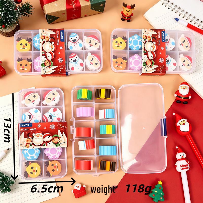 Christmas Festival Gift Box: Cute Mini Eraser Set for Students and Kindergarten Surprises