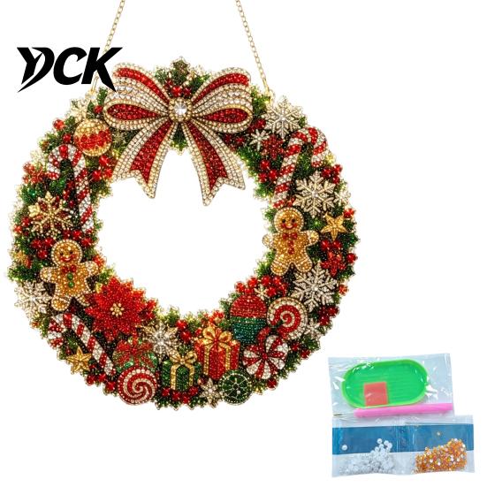Christmas Window Decorations Faux Diamond Art Ornament, DIY Santa Claus Sun Catcher Kit, Rhinestone Acrylic Hanging Ornaments Xmas Wreath Ornament
