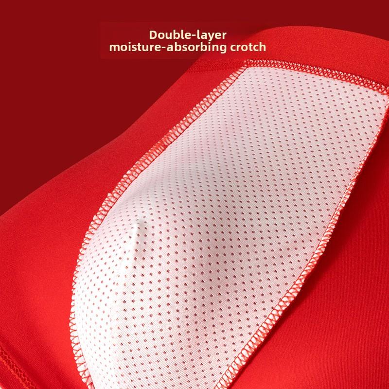 Men's Spring and Summer Marriage This Year Red Breathable Comfortable Flat Angle Underwear