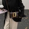 PU Hand-held Small Square Bag 2026 New Women's Casual Mini Crossbody Bags Retro Solid Color Buckle One Shoulder Pack