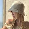 Cotton Linen Bucket Hat Breathable Face Flattering Hat Floral Embroidered Hat Thin Fabric For Daily Commuting Shopping Walking