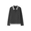 Skin Friendly Color Block Polo Shirt Loose Fit Autumn Winter Casual Top