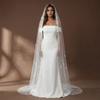 Romance Beaded Bridal Veils Long U Shape Chapel Train Veils For Bride Beach Church Wedding And Special Event Photoshoots