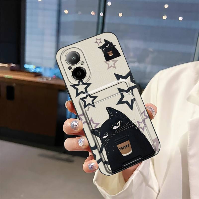 Durable Fashion Design Phone Case For Realme C67 4G/Realme12 Lite Card slot Graffiti TPU Anti-dust Cartoon Card sleeve