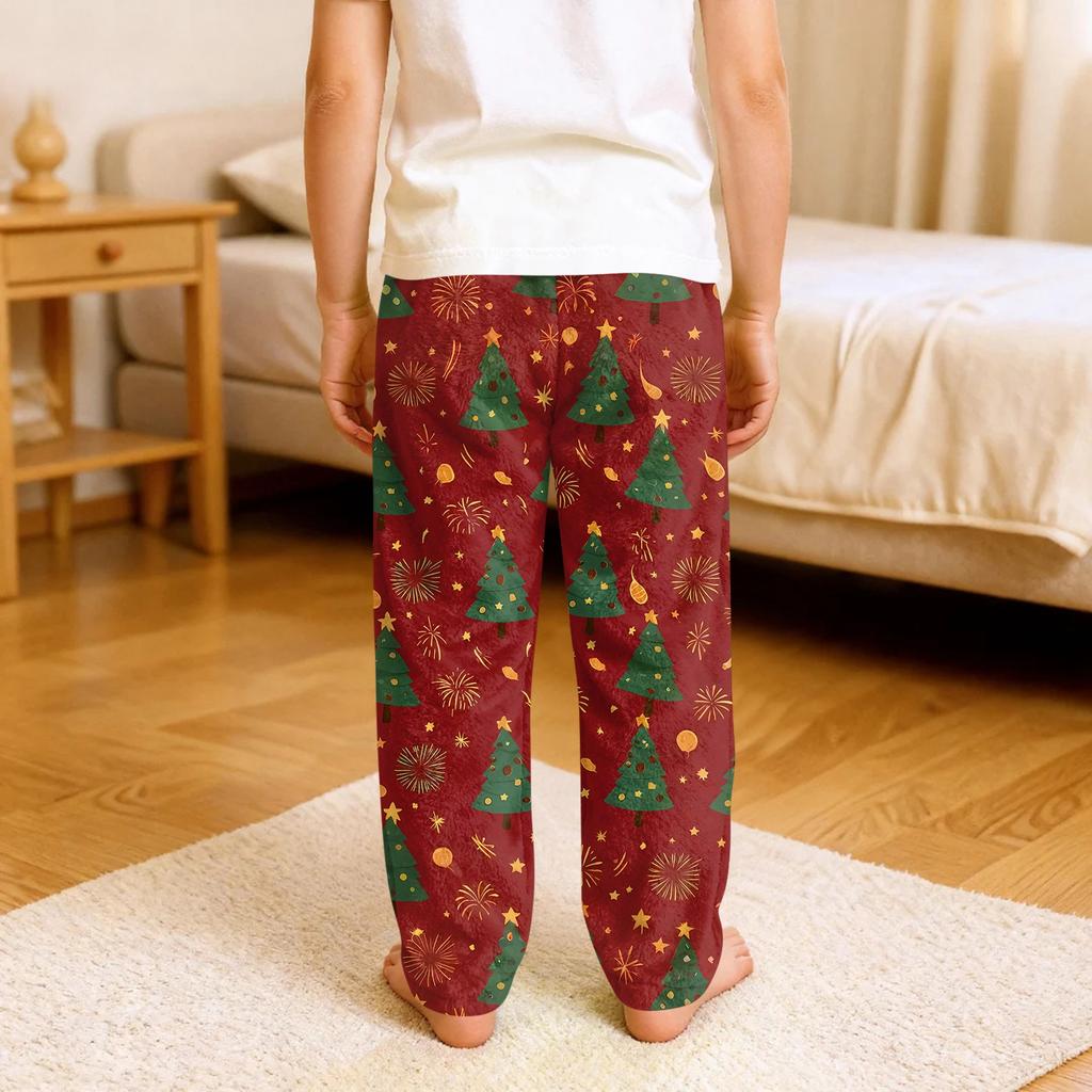 Children's Soft Comfortable Pyjama Bottoms Casual Christmas Print Home Pants