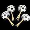 24 Stück/Packung Jungen Gastgeschenke Fußball-Thema Tortenaufsatz Happy Birthday Party Fußball Cupcake-Aufsätze mit Stäbchen Dekorieren Kuchen Topper