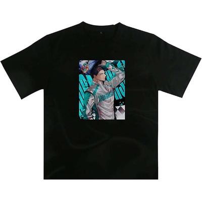 ZERONNEESTUDIO Men's Haikyuu!! Iwaizumi Hajime Printed Short Sleeve Unisex Shirt Mens Women 100% Cotton T-Shirts Black