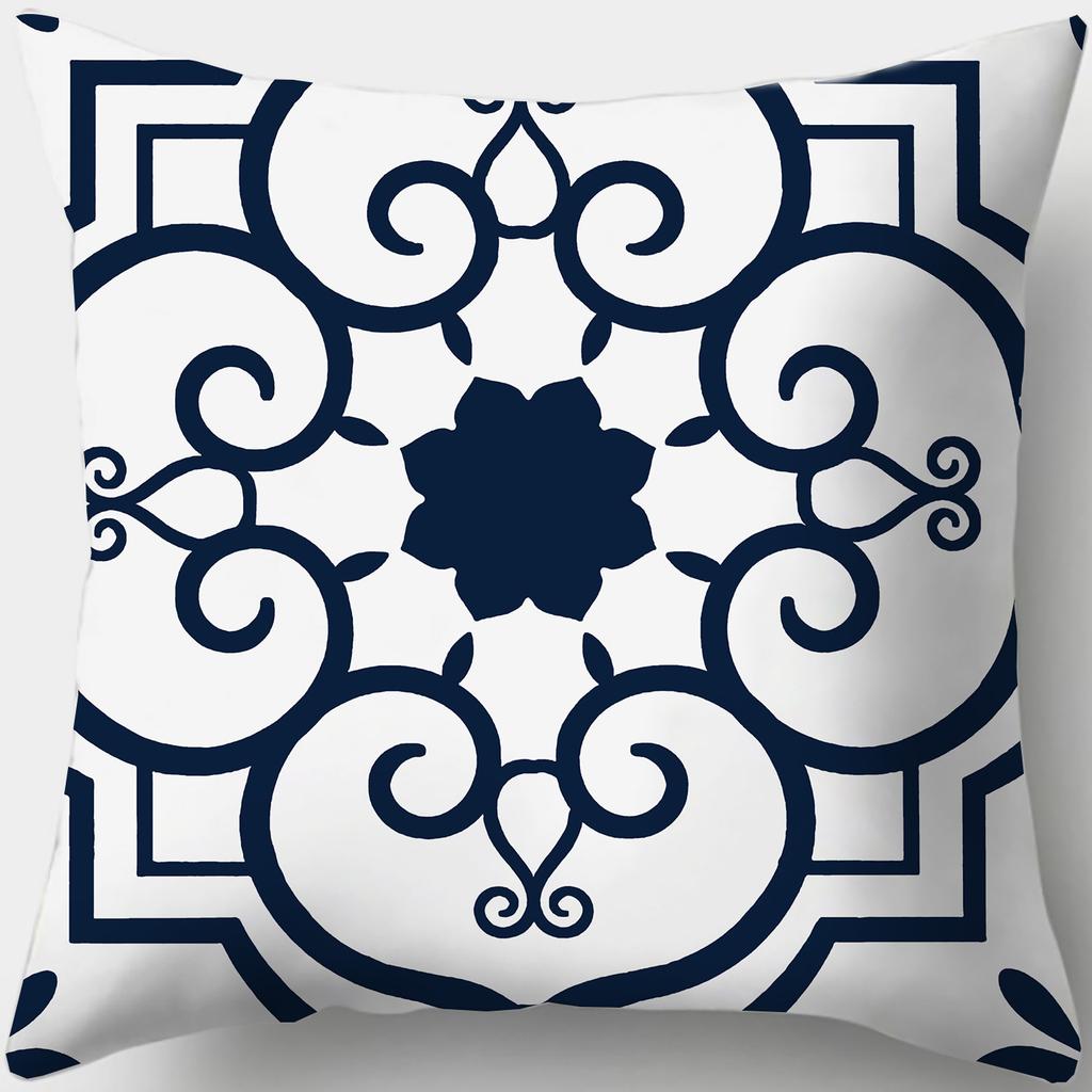 Home Decor Stylish Blue and White Patterned Pillow Covers Pattern Cushion Cover Suitable for Sofa Bedroom Car Pillow Cover
