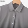 ZANZEA Women Classic Casual Turn Down Collar Long Sleeve Blouse