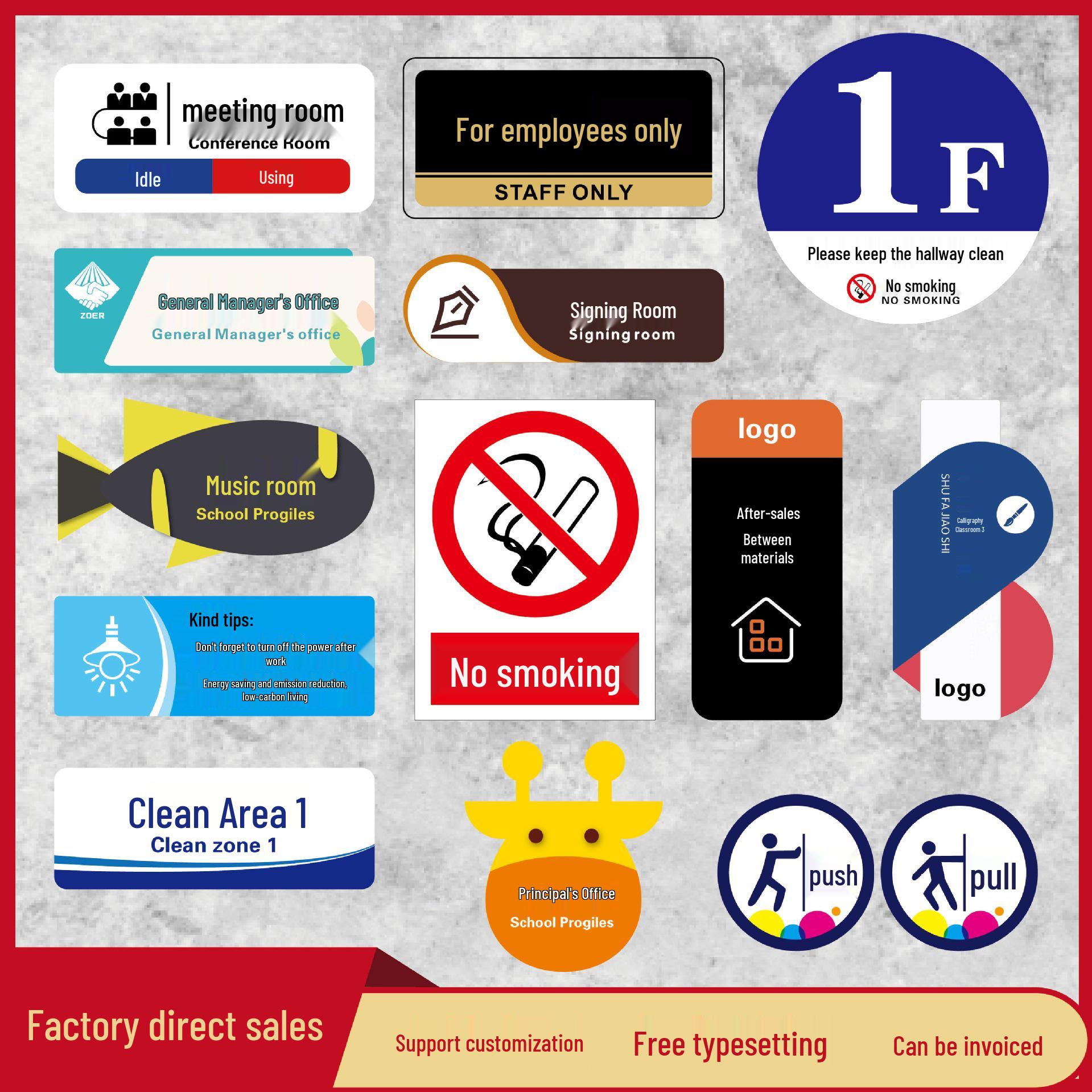 

Custom Acrylic Warning Sign: Office Door Plate with Plastic ID Label 0x0 cm