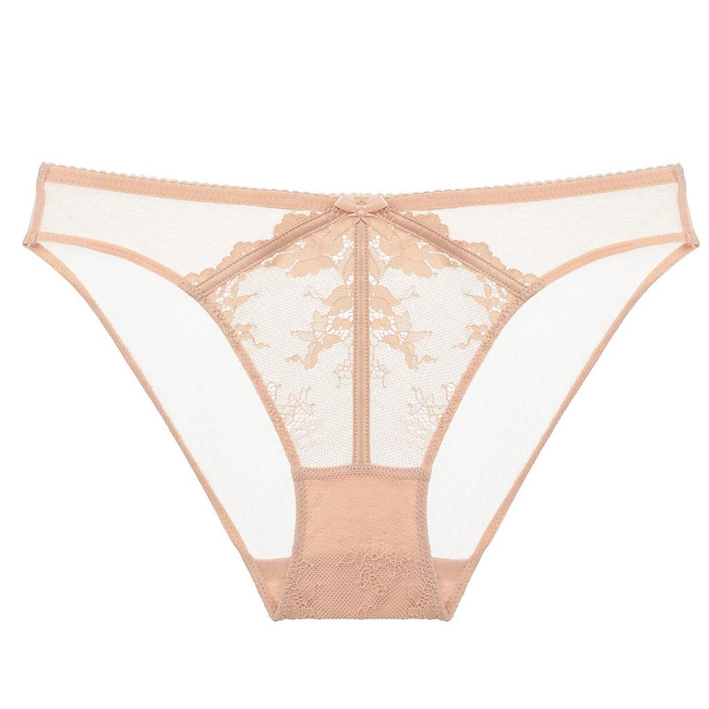 Sexy French Style Lace Bow Mesh Plus Size Low Waist Butt Lifting Womens Briefs