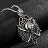 Punk Gothic Skull Head Charms Pendant Necklace Men 316L Stainless Steel Jewelry On The Neck Male Necklaces Pendants