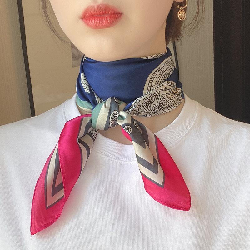 Women Silk Scarf Summer Hair Scarf Silk Satin Neckerchief Female Hair Ties Headband Hair Ornament Woman Bandana Bag Scarves