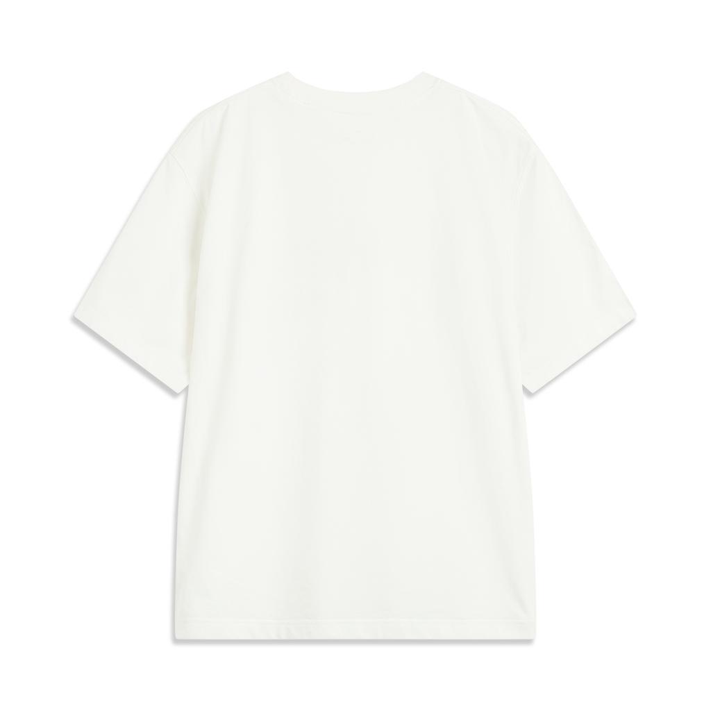 Li-Ning Casual Minimalist Solid Color Round Neck Pullover Short Sleeve T-Shirt Men Tops Off-White AHSV161-1