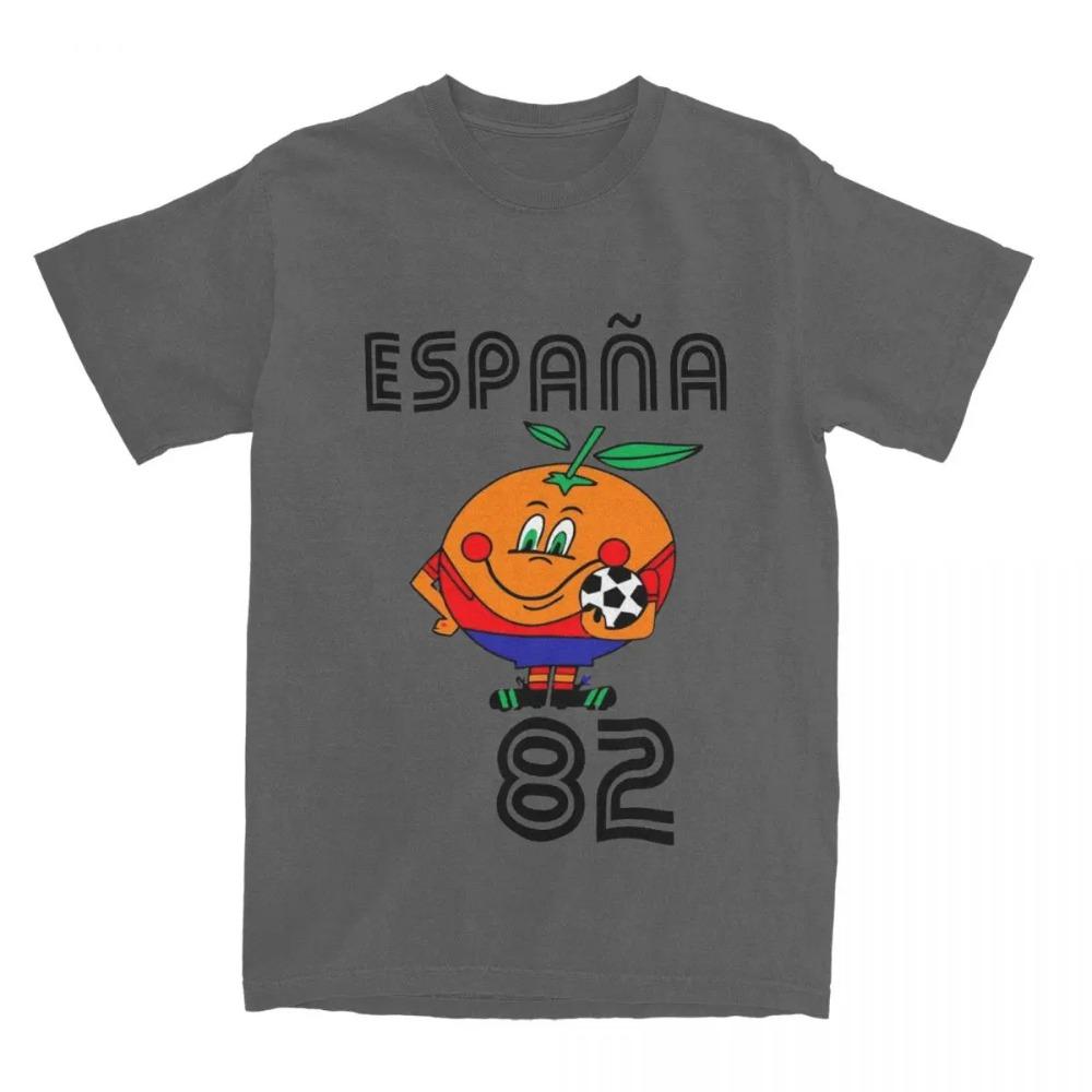 T-shirt en coton imprimé Football Mascotte Espagnole 1982 Hommes et Femmes Été Décontracté Manches Courtes Col Rond