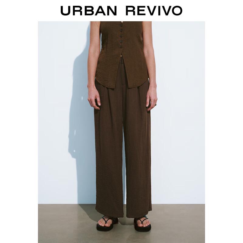 UR Women's Retro Casual Elastic Waist Wide Leg Pants