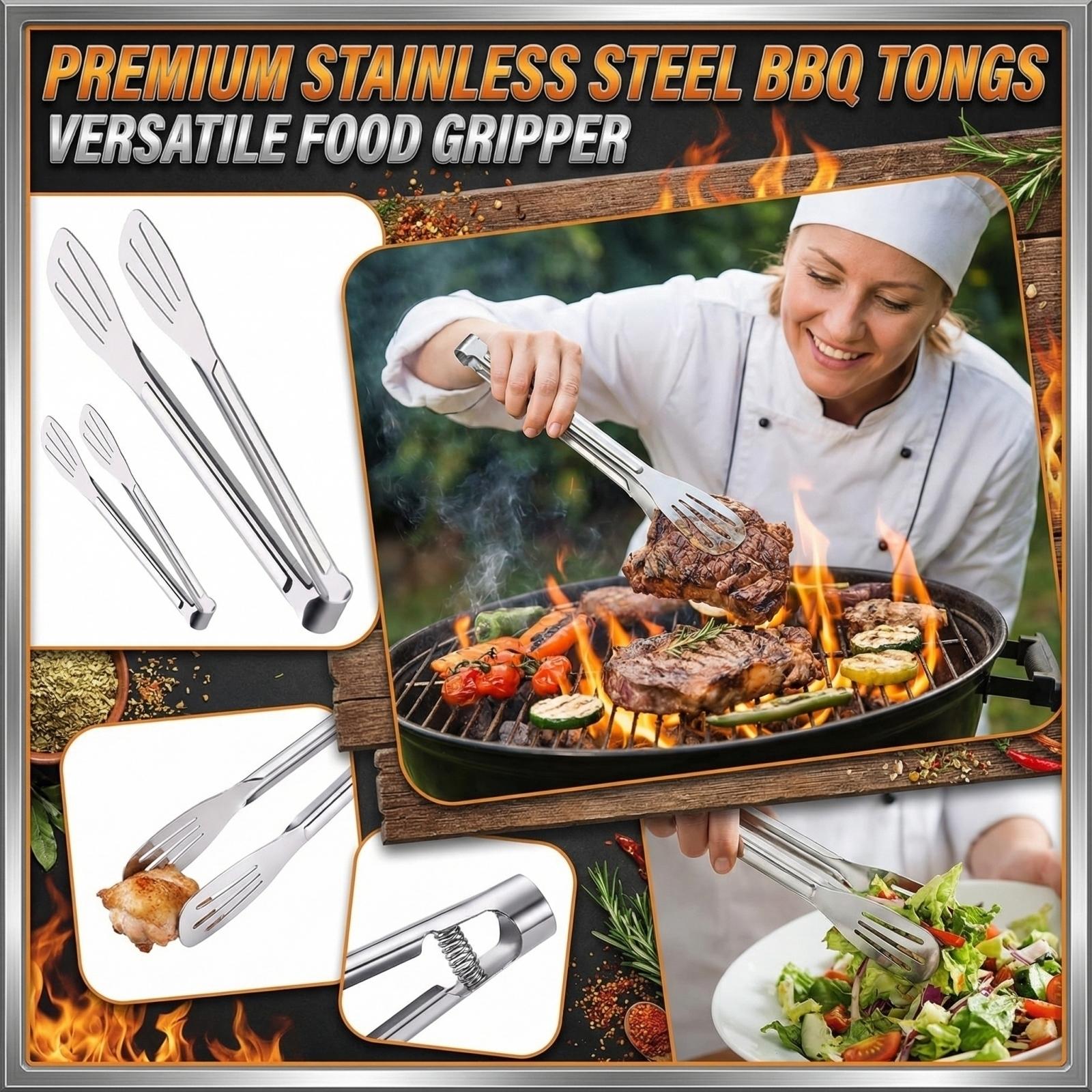 Stainless Steel Multi-Functional Food Tongs For Grilling One Size