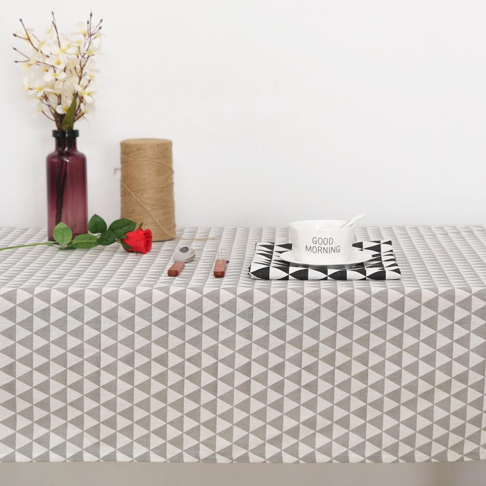 Nappe en Coton et Lin Couleur Unie Imprimé Carreaux Nappe de Table Basse Rectangulaire Tapis de Table de Salle à Manger Antidérapant Minimaliste