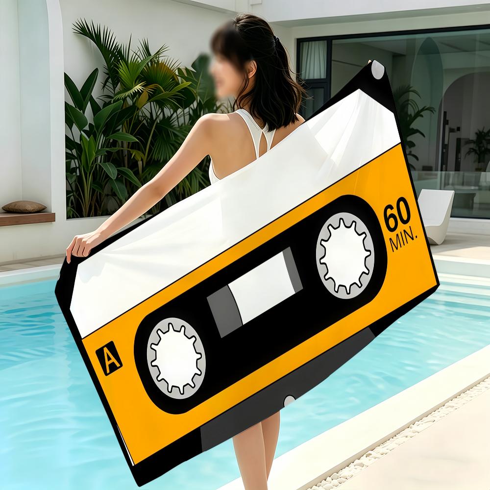 Vintage Cassette Music Tape Towel Beach Yoga Gym Lightweight Portable For Swimming Shower Travel Sports Accessories Sandproof