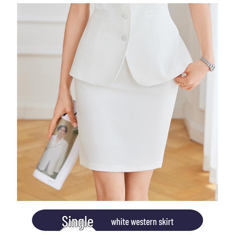 Women's Summer Short-Sleeved Suit Skirt Set - Professional Beautician and Salon Reception Workwear