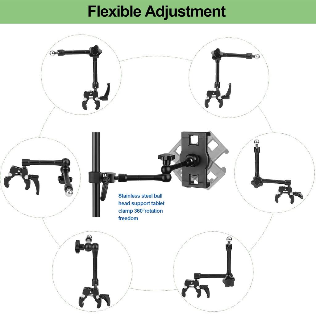 Mippko Tablet Holder for Microphone Stand and Microphone Music Compatible with Inch LG G and Long Aluminum Alloy MK58 Stand, 4.7-12.9 iPad, Nexus,