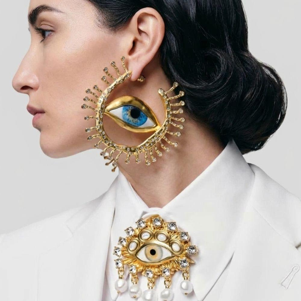 Vintage Big Eyes Dangle Earrings Resin Eyes Earring Corsage Fashion Eye Brooch For Women Jewelry