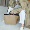 [Breath TOPKAPI] SCOTCH GRAIN Plain Two-Tone Tape Handle Tote Bag, Large, Khaki Brown