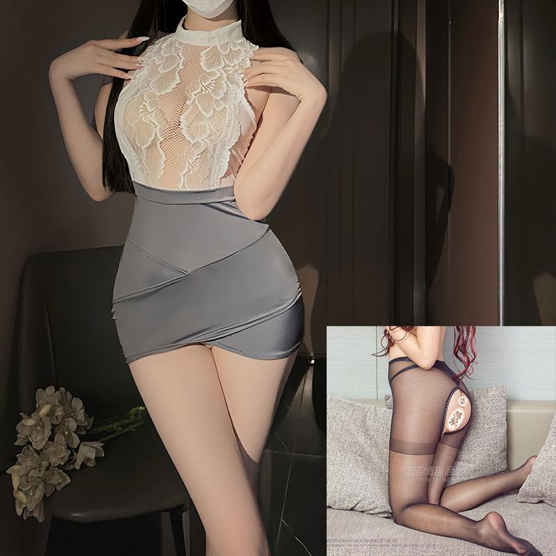 Sexy lingerie sexy pure desire style secretary lace pajamas passion free hip skirt uniform set 1
