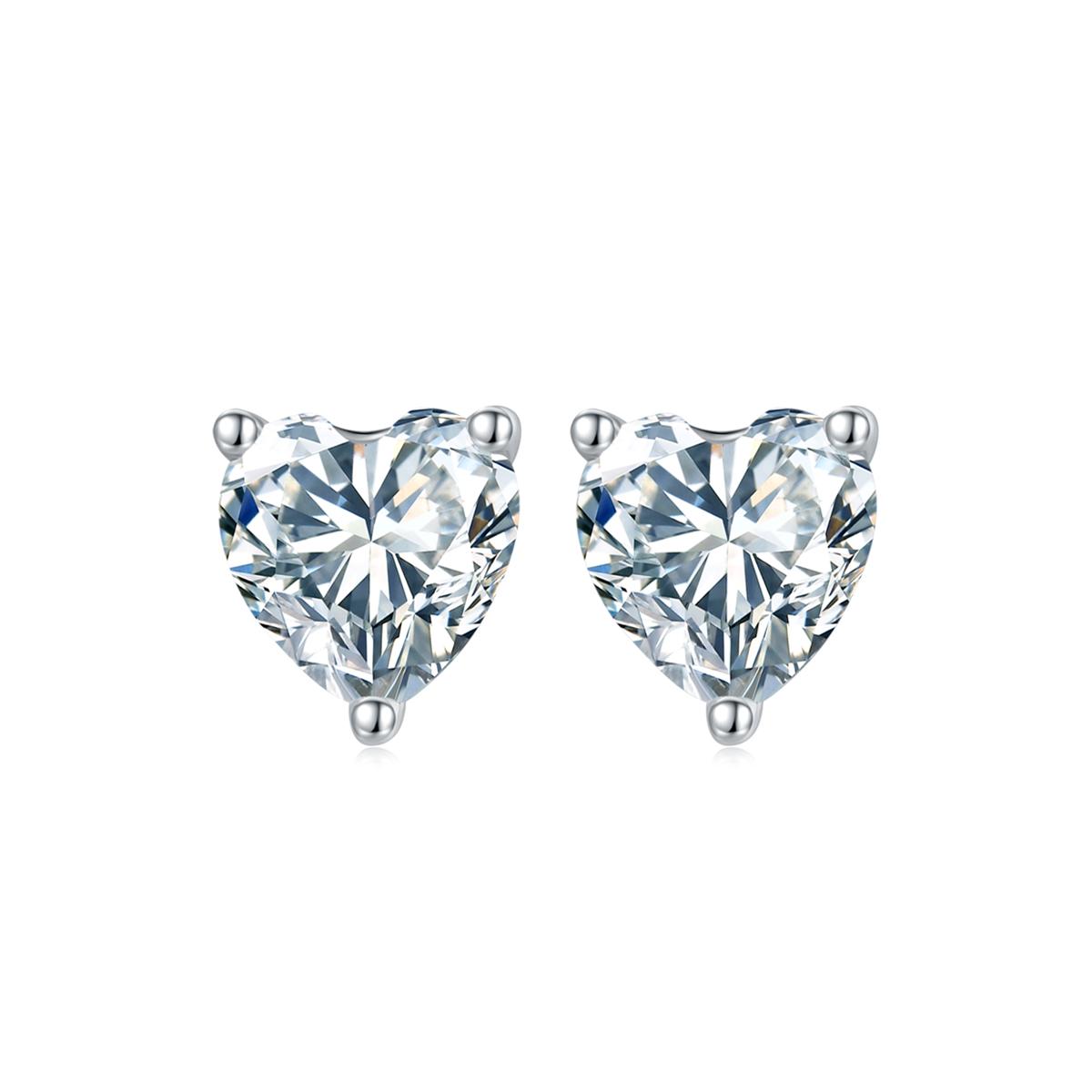Fashion Heart-Shaped Pendant Necklace and Earrings Set Moissanite Necklace and Earrings Trendy Factory for Women E14407 серебряный