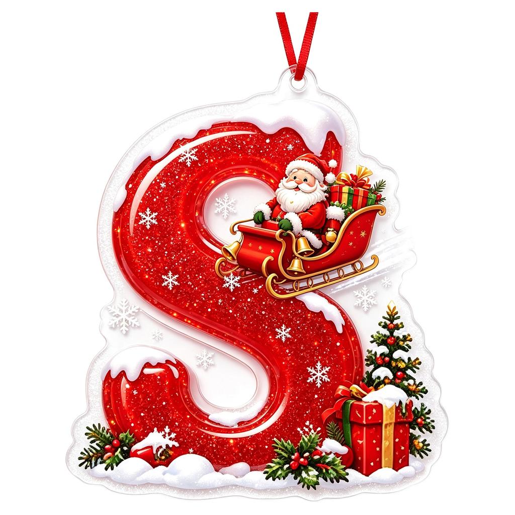 Christmas Acrylic Hanging Ornament, Red Snow Scene Letter Design, 2D Flat Decoration for Christmas Tree and Home Holiday Decor