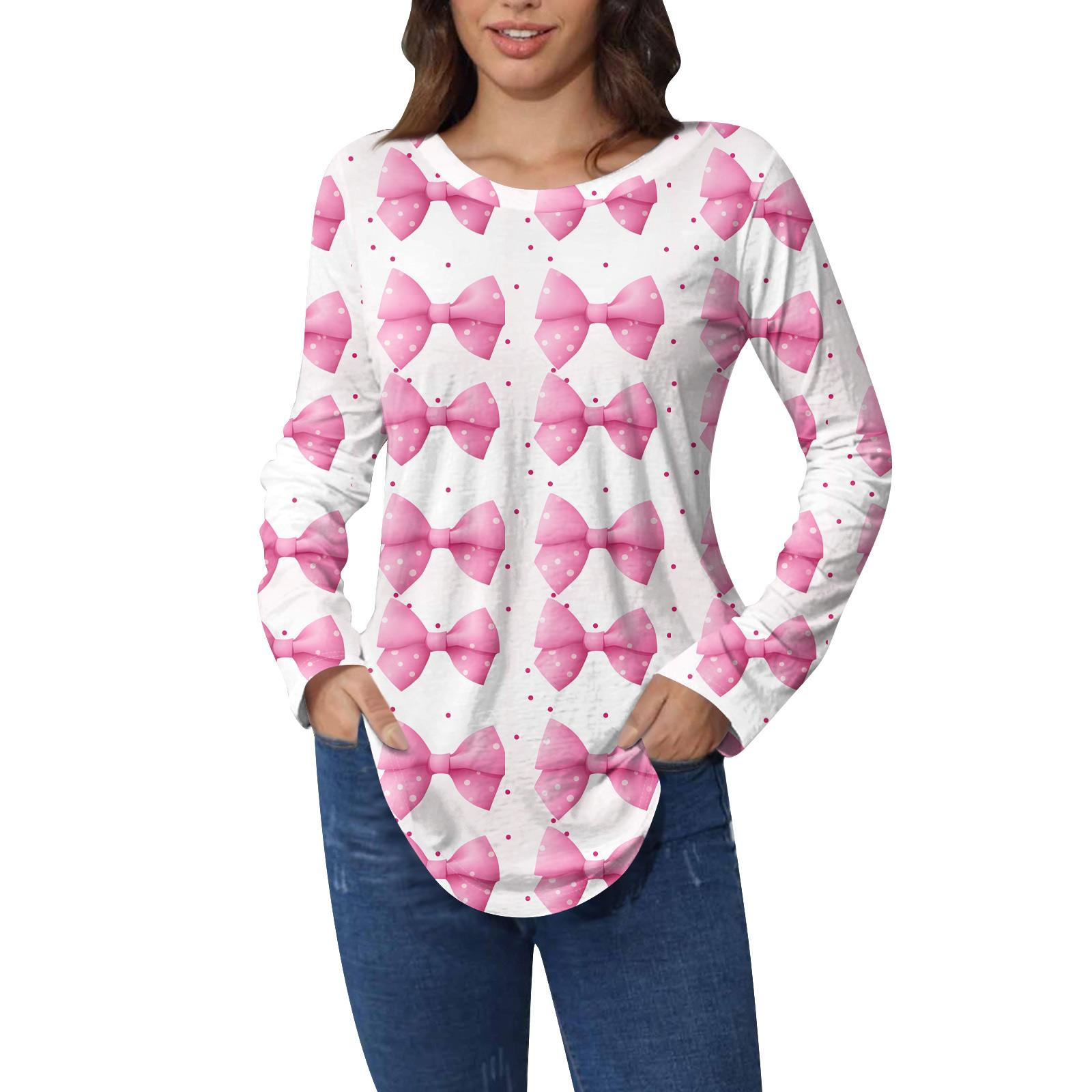 

Футболки женские осенние повседневные рубашки с длинным рукавом толстовка винтажный графический принт топ пуловер ко Дню святого Валентина XXL