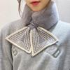 Winter Warm Solid Color Winter Neck Warmer Thicken Faux Rabbit Fur Plush Scarf Neck Warmer Cross Collar Scarf Cold Weather