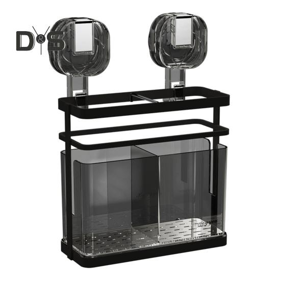 

Подставка для кухонных принадлежностей с присоской, держатель для палочек для еды, большой емкости, установка без сверления, настенный органайзер для кухни с присоской, не требующий сверления чёрный