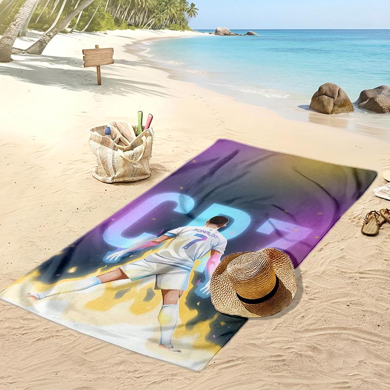 Cristiano Ronaldo Printed Beach Towel Quick Dry Soft TowelPortable Large Rectangular Beach Blanket for Travel Swimming Pool