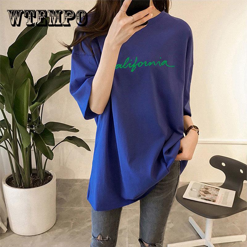 

WTEMPO T shirt women summer short-sleeved letter print T-shirt tshirt vestidos cloth