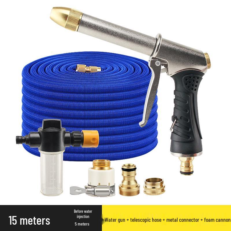 High-Pressure Retractable Garden Hose Set with Water Gun for Car Wash & Flower Watering
