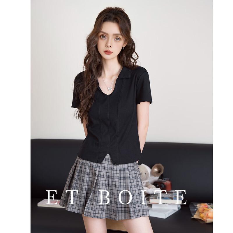 ET BOITE 2026 Summer Minimalist V-Neck T-Shirt XL