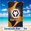 Strandtuch mit individuellem Namen und Text, Schnelltrocknendes großes Handtuch für Strand und ZuhauseWolverhampton Wanderers Fußball