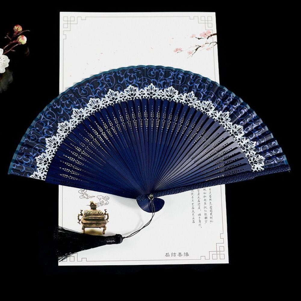 Silk Cloth Chinese Style Folding Fan Bamboo Material Bamboo Folding Fan  Hanfu Photography