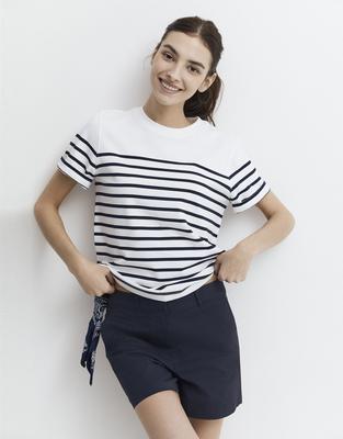 GIORDANO Cotton Spandex Crew Neck Classic Striped Short Sleeve T-Shirt 326528 [4 Colors]