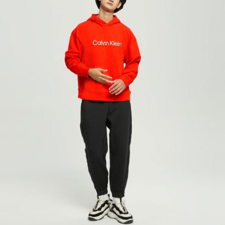 Calvin Klein Minimalist Series Letter Print Pullover Hoodie Men Tops Copper-Orange 40HM231-6A9
