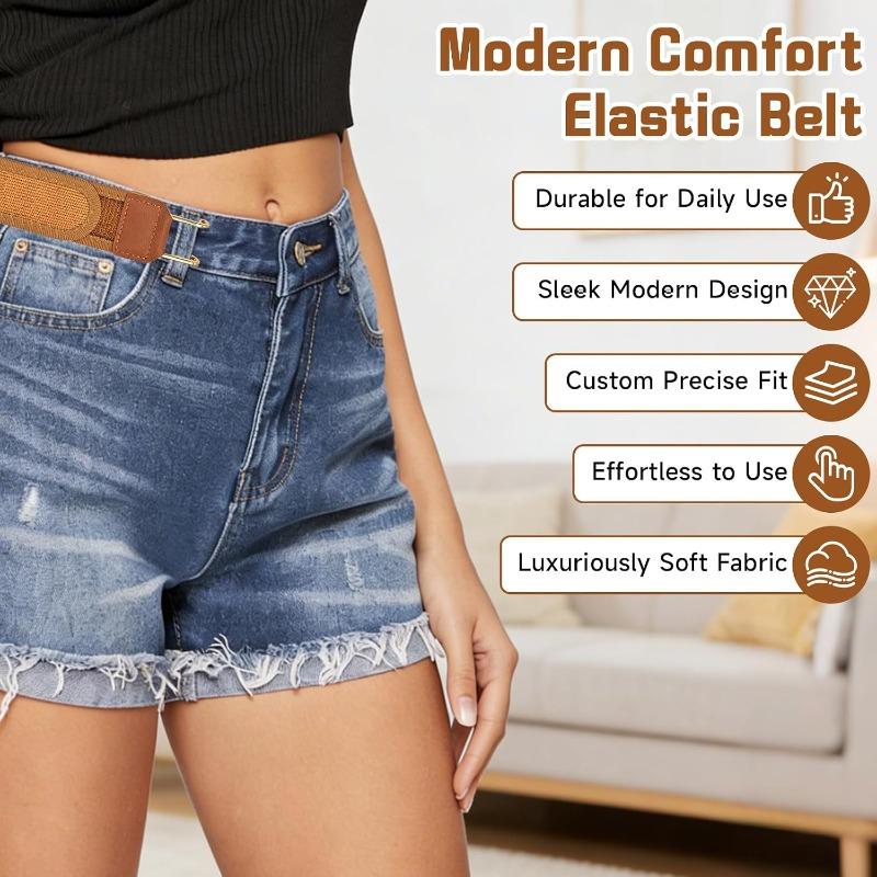 2PCS No Buckle Belts for Men, Buckless Belt for Men Women, Metal Hook Elastic Belt, Birthday Valentines Gifts for Him Her