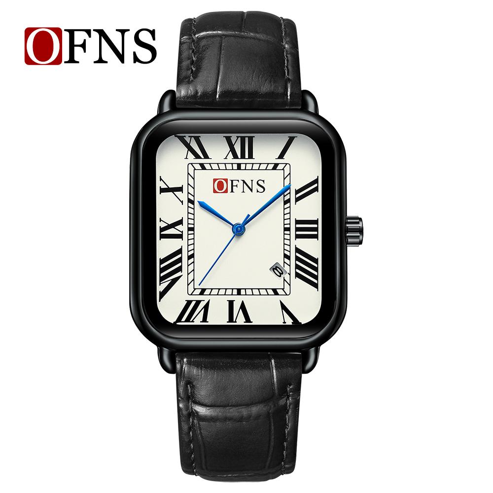 Ofns 1533 Top Brand Men Watch Top Brand Luxury Military Fashion Waterproof Male Clock Rubber Quartz Business Leather Wristwatch