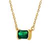 Neutral Style Retro Light Luxury Jewelry Niche Design Square Copper Pendant Inlaid With Green Zircon Necklace